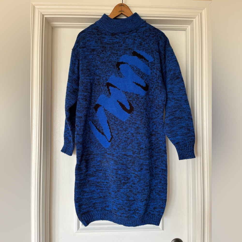 Vintage 90s Ariana Sweater Dress Women’s Size Large Blue VTG